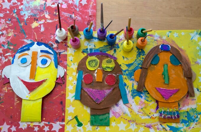 Toddler Art - Cardboard  and Clay Portraits