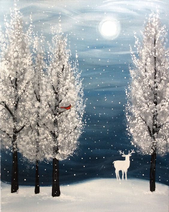 Winter Scene - Paint Night - Acrylic Painting Workshop
