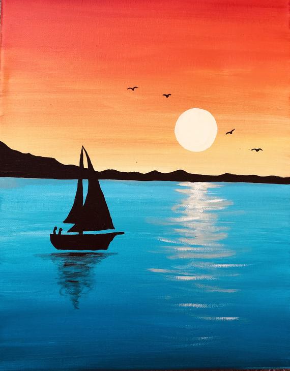 Virtual Paint Night - Sunset on the Water