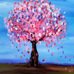 Virtual Paint Night - Pink Blossoms Falling
