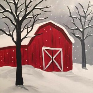 Red Barn in the Snow - Virtual Paint Night