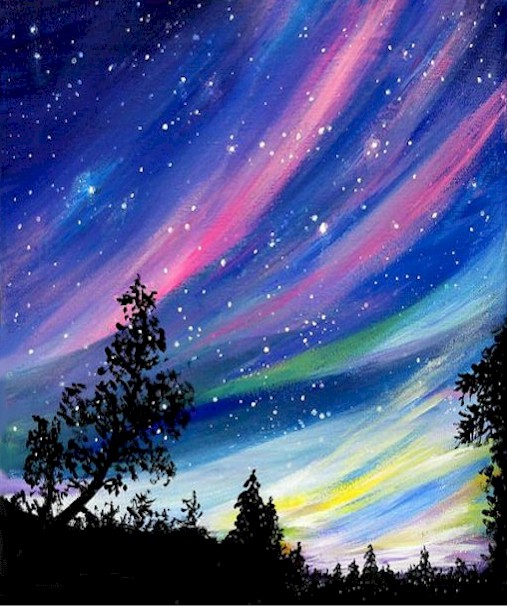 Northern Lights in the Winter - Virtual Paint Night