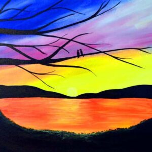 Sunset Love Birds - Virtual Paint Night