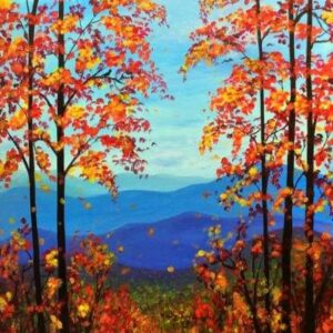 In Studio - Blue Skies and Fall Trees - Paint Night