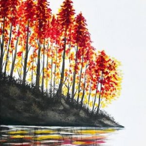 In Studio - Fall Trees on the Hill - Paint Night