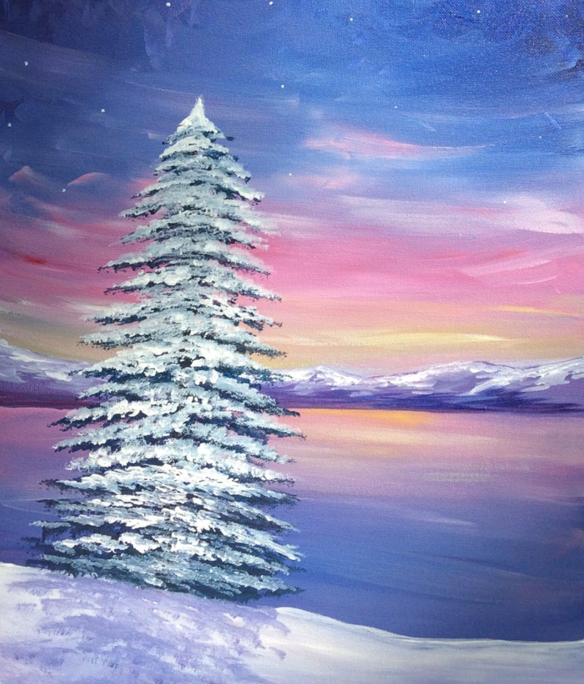 In-Studio Paint Night – Winter at the Lake