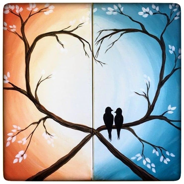 Connecting Canvases Valentine's Day Virtual Paint Night