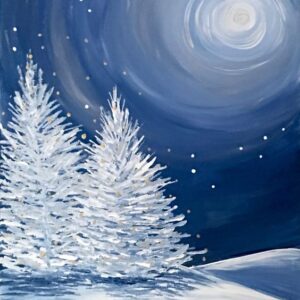 Virtual Paint Night - Snowy Trees & Blue Sky
