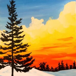 Winter Sunset in the Snow - Virtual Paint Night