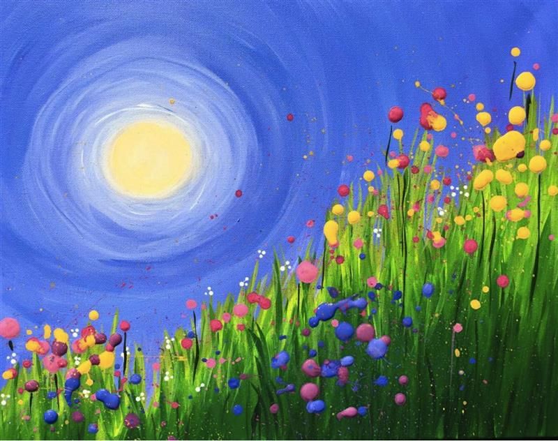 Spring Flowers in the Grass - Virtual Paint Night