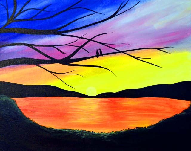 In-Studio Paint Night – Sunset Love Birds