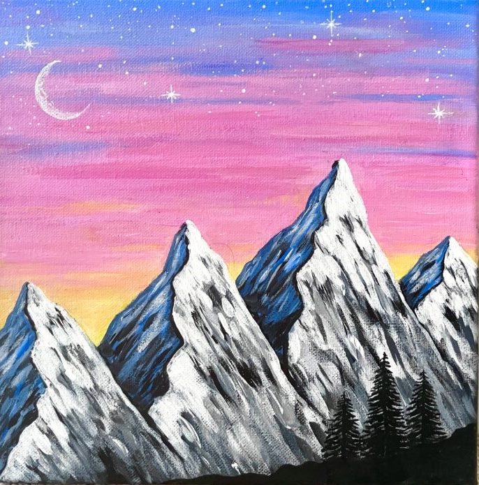 In-Studio Paint Night – Pink Skies & Mountains