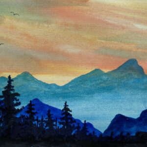 In-Studio Paint Night – Watercolour & Wine – Mountain Sunrise