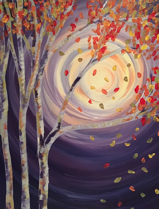 In-Studio Paint Night – Moon Glow and Fall Tree