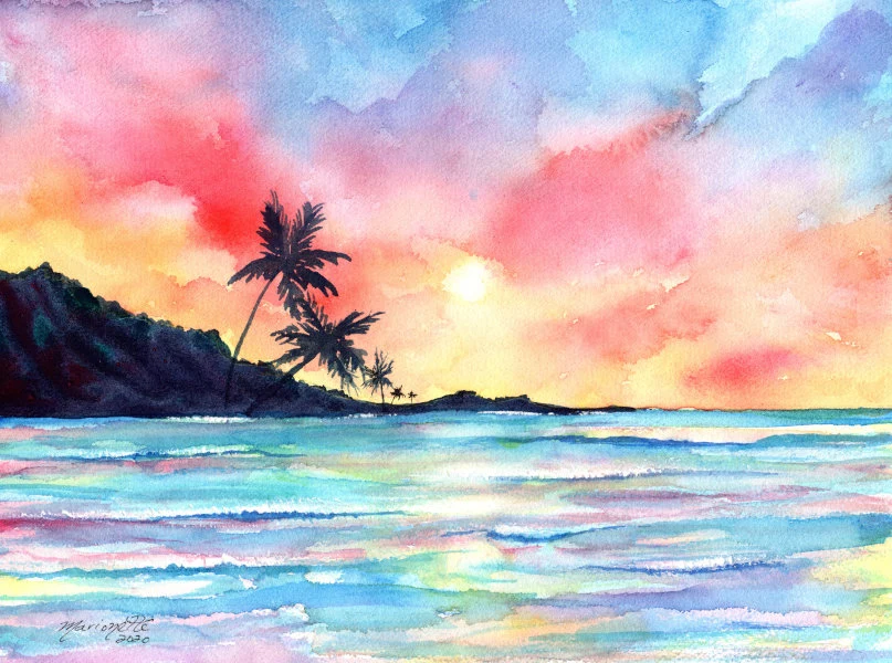 In-studio Watercolour Paint Night - Beach Sunset