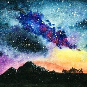 In-studio - Watercolour Paint Night - Mountains & Starry Night