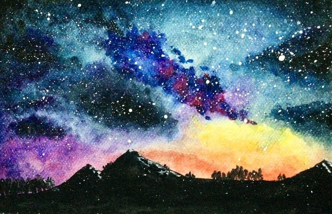 In-studio - Watercolour Paint Night - Mountains & Starry Night