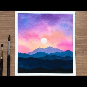 In-Studio Watercolour Paint Night – Sunset Mountains
