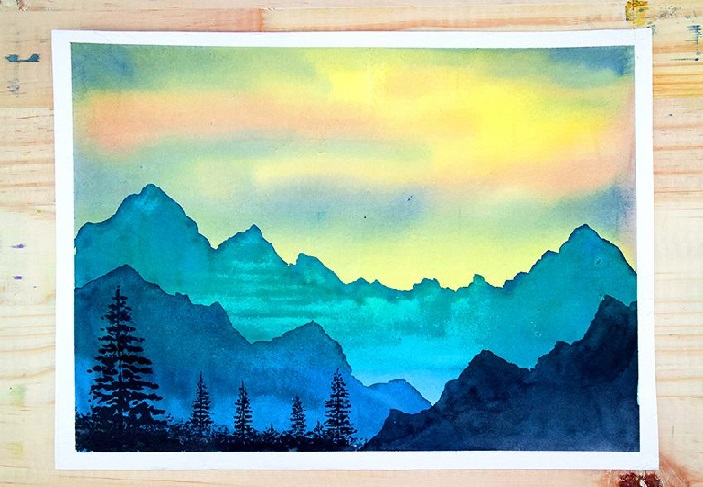 Paint Night - Watercolour Mountains