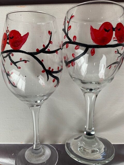Be My Valentine - Love Birds Wine Glass Painting Event
