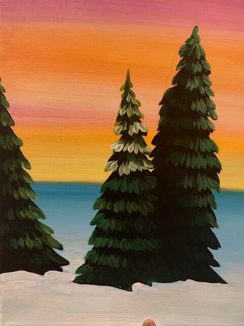In-Studio Paint Night - Rainbow Sky & Winter Trees