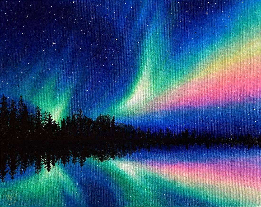 In-Studio Paint Night - Northern Lights in the Forest
