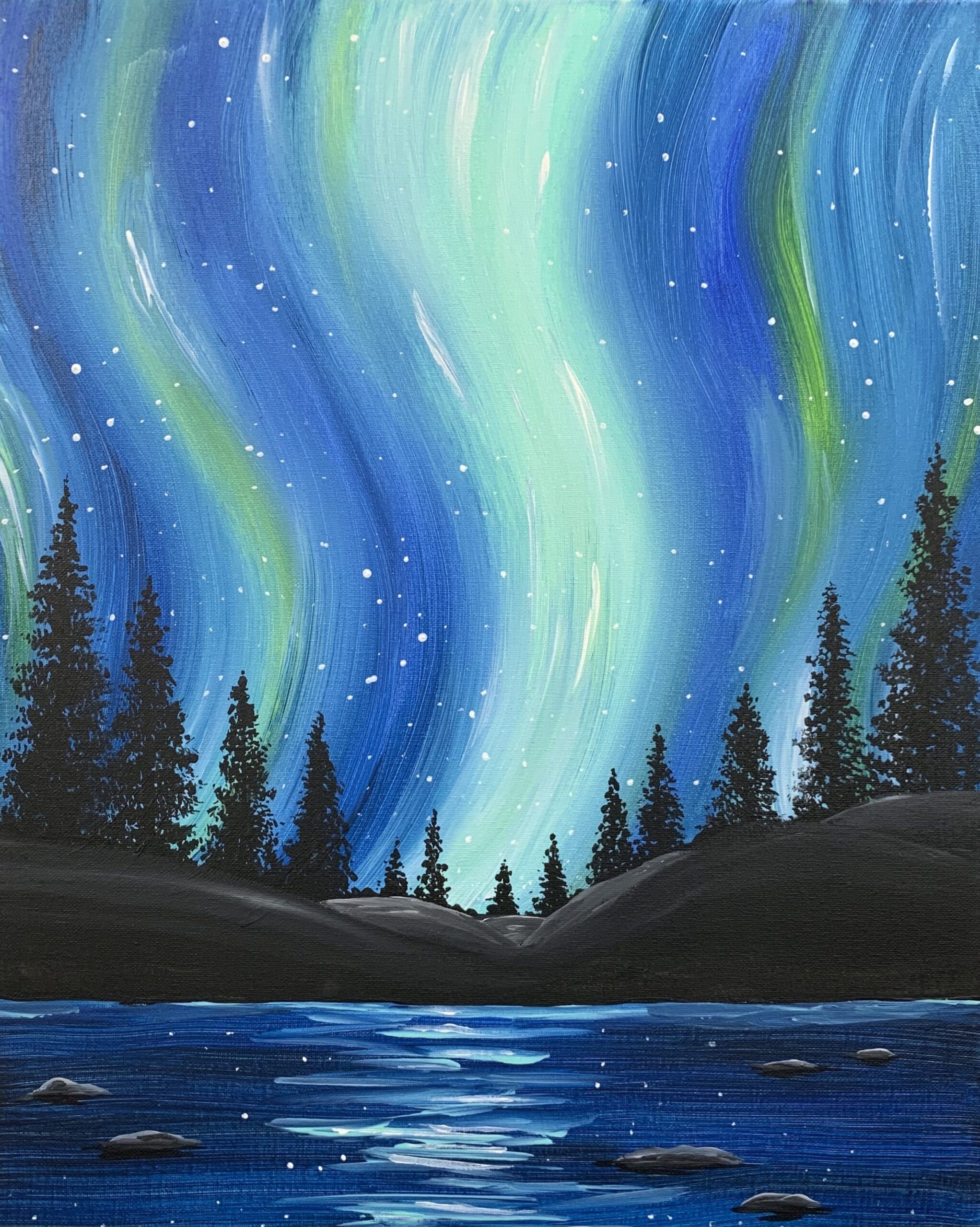 In-Studio Paint Night - Northern Lights Over Water