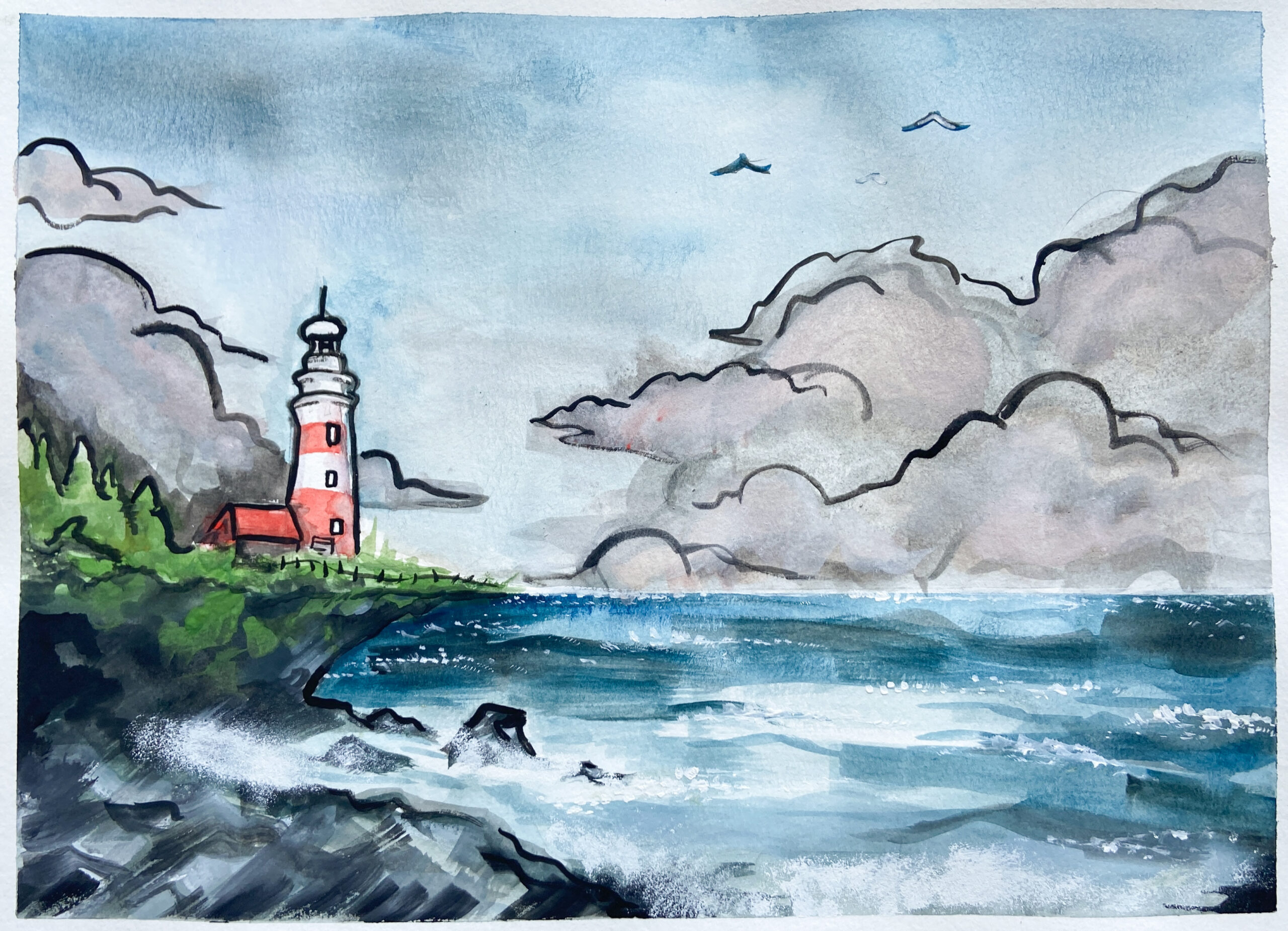 In-Studio Watercolour Paint Night - Lighthouse on the Shore