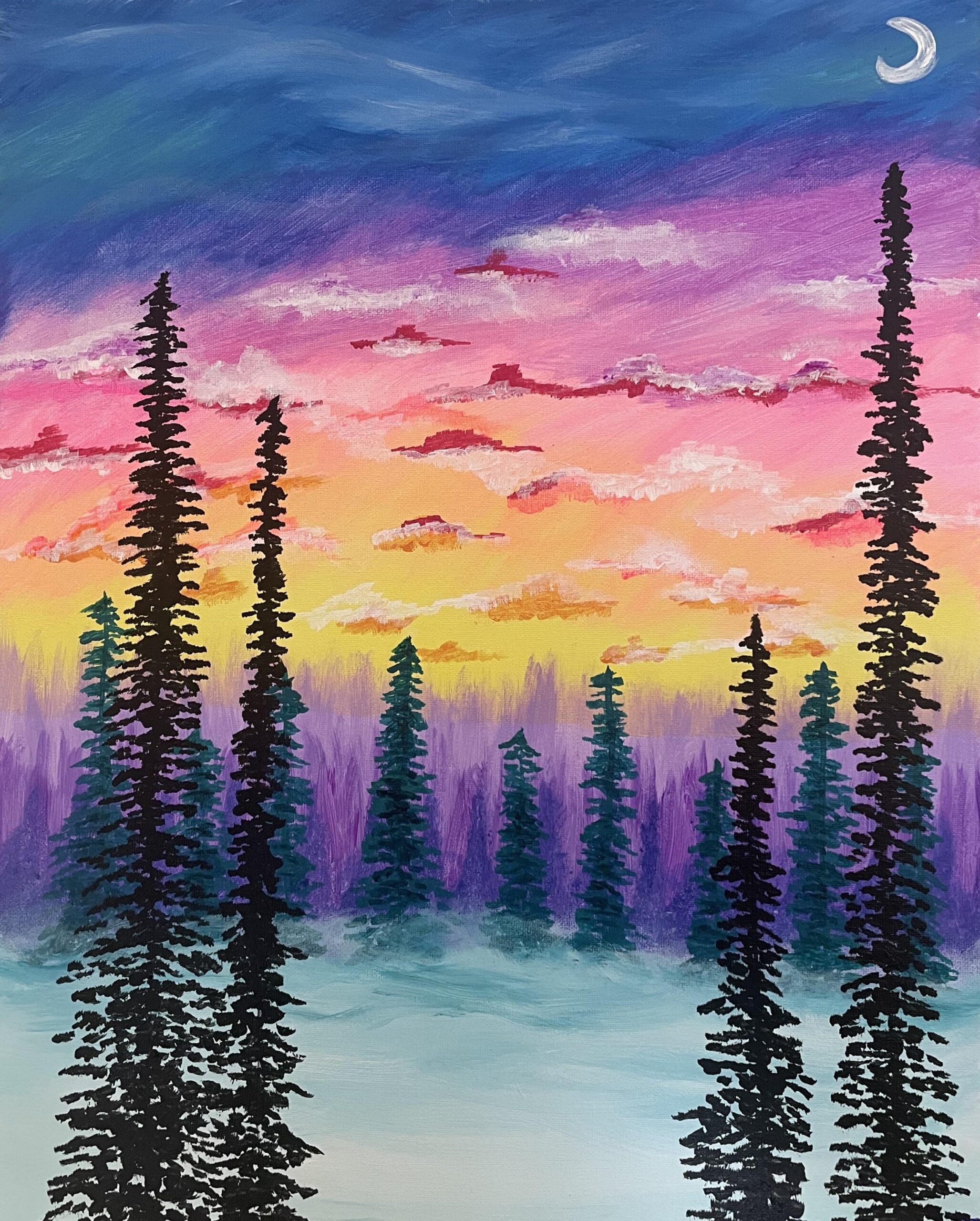 In-Studio Watercolour Paint Night - Rainbow in the Trees