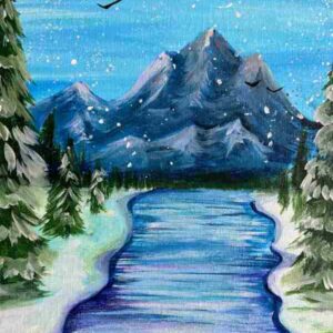 In-Studio Paint Night - Snowy Mountain Frozen River Acrylic Painting