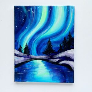 In-Studio Paint Night - Glow in the Dark Shimmer Northern Lights on the Water