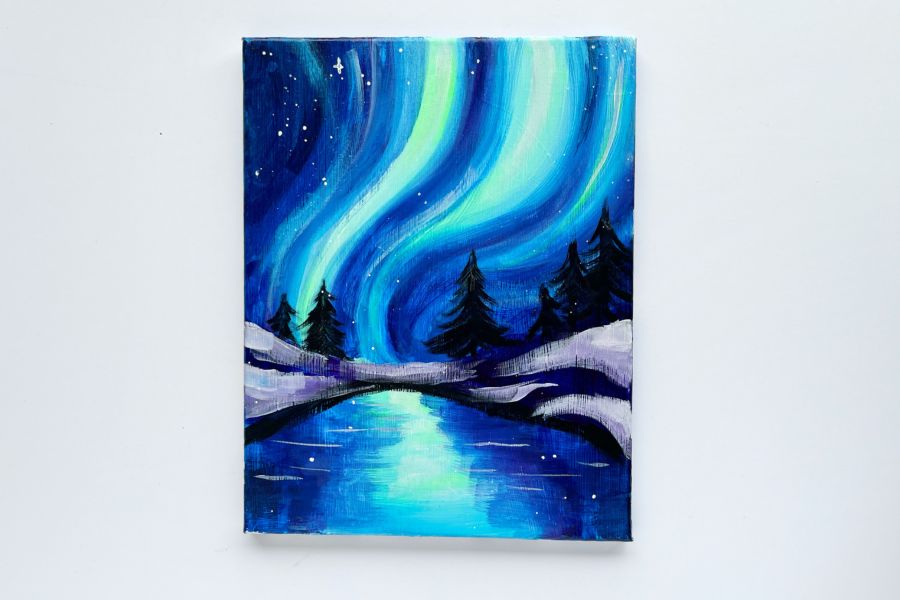 In-Studio Paint Night - Glow in the Dark Shimmer Northern Lights on the Water