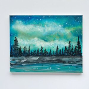 In-Studio Paint Night – Misty Riverside Trees Acrylic Painting