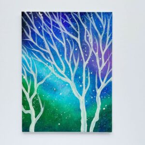 In-Studio Paint Night - Ombre Galaxy Winter Trees Acrylic Painting