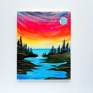 In-Studio Paint Night – Sunrise Lake Acrylic Painting