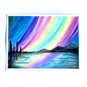 In-Studio Watercolour Paint Night - Northern Lights over the Lake