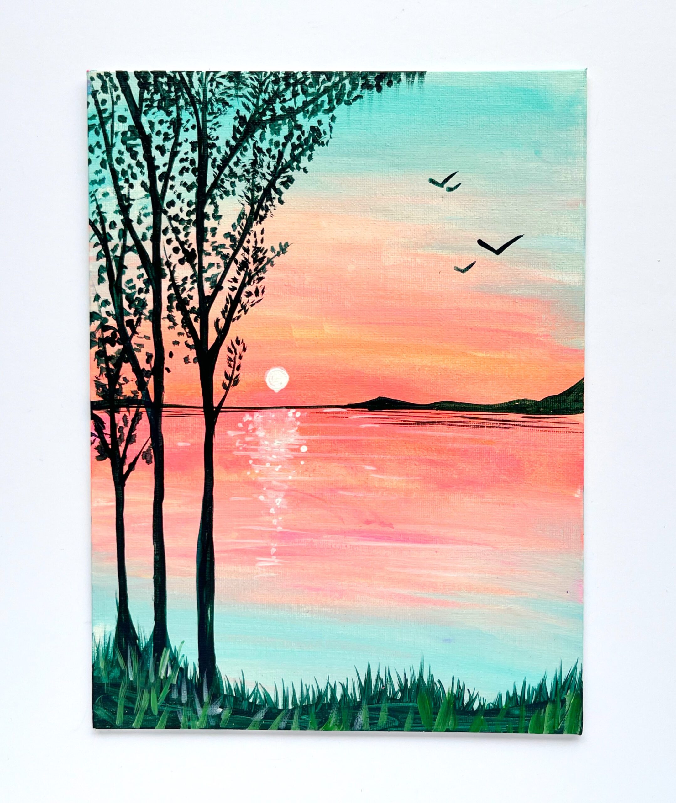 In-Studio Paint Night - Pastel Pink Skies Sunset Reflection Acrylic Painting