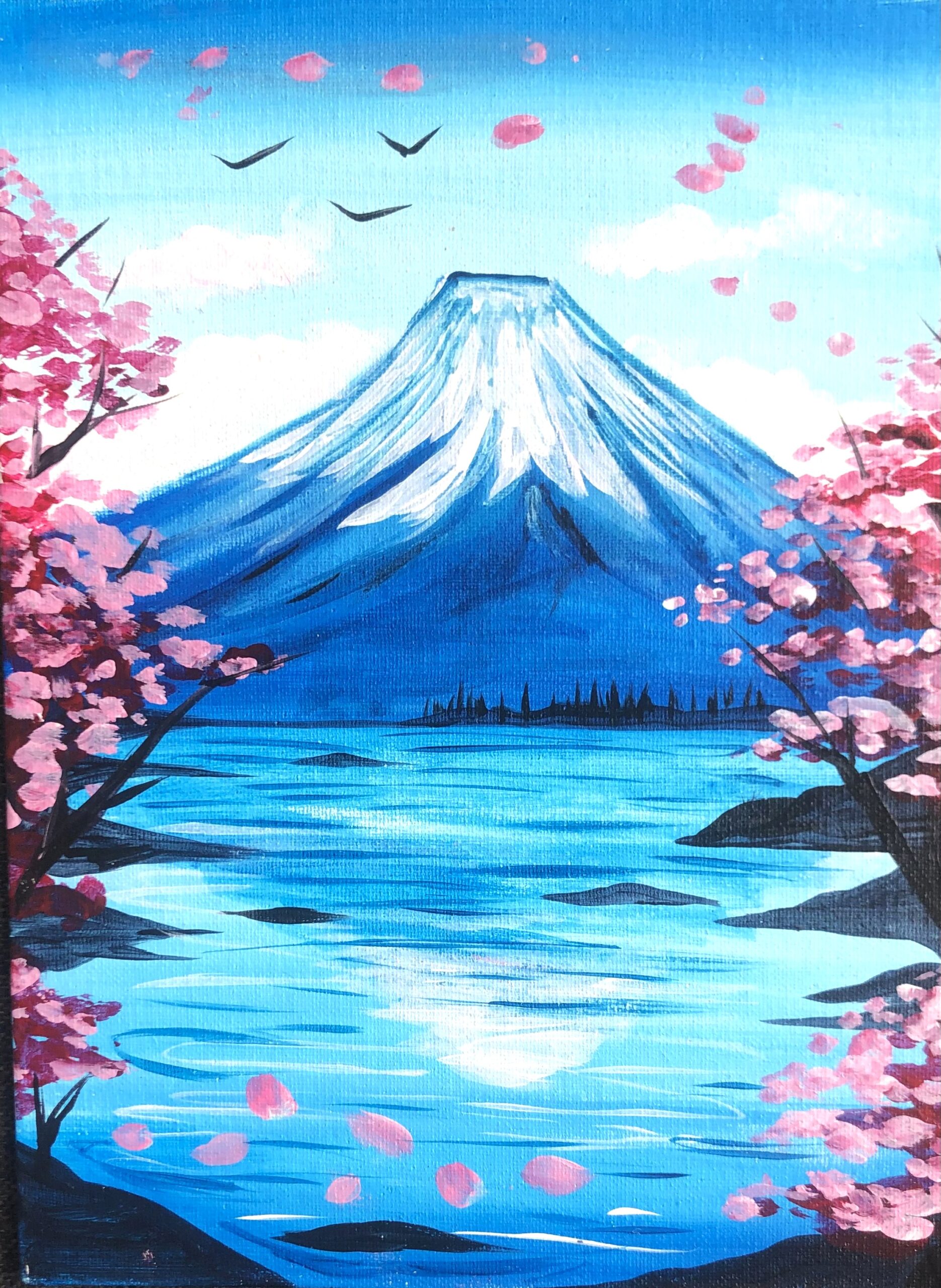 In-Studio Paint Night - Cherry Blossom Season in Fuji Acrylic Painting