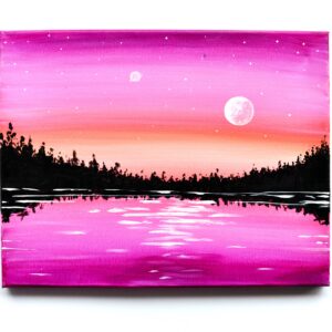 In-Studio Paint Night - Pink Sunset at the Lake Acrylic Painting