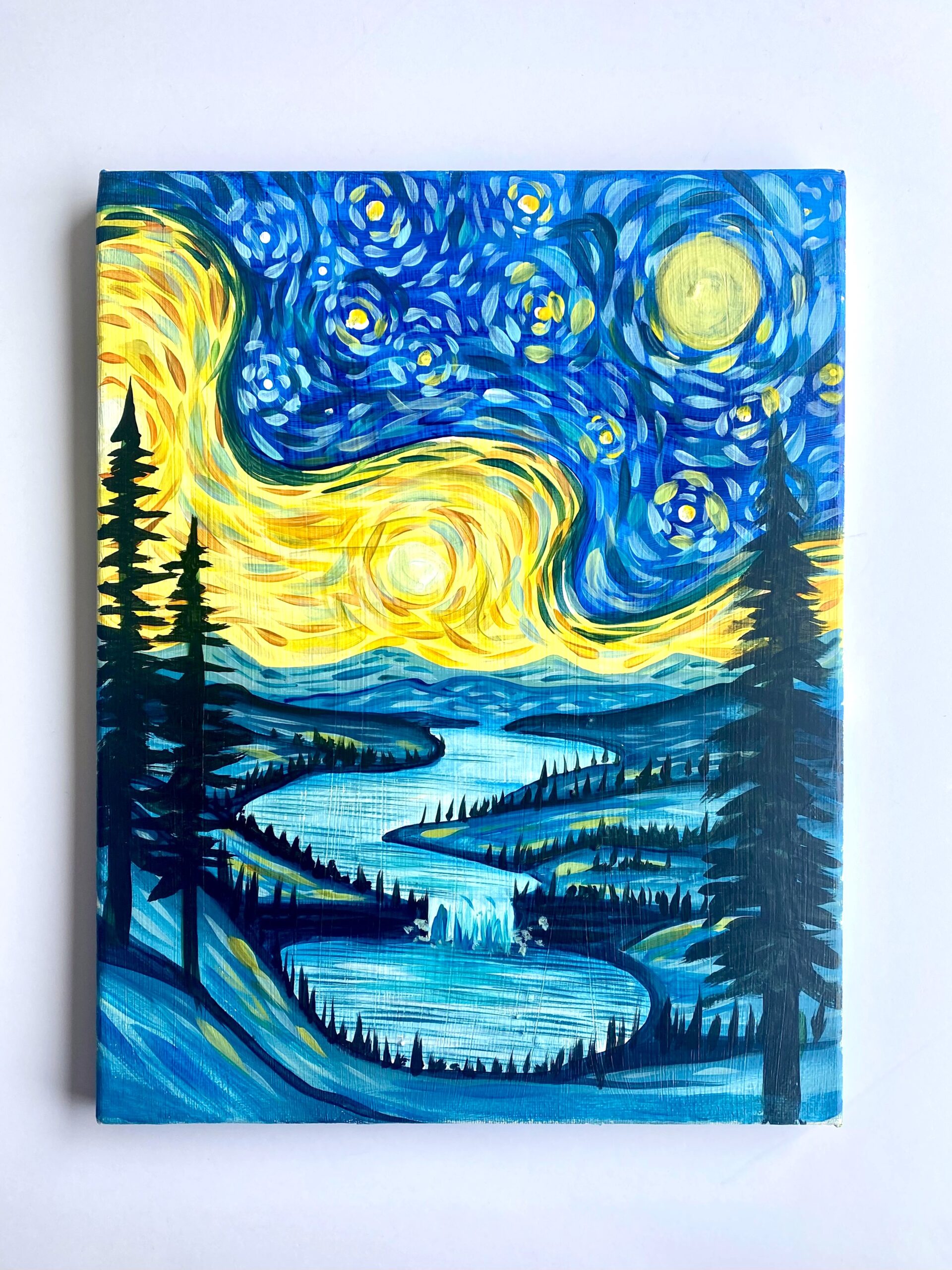 In-Studio Paint Night - Starry Night Summer Lake Acrylic Painting