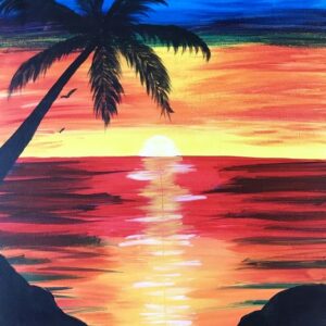 In-Studio Paint Night - Sunset at the Resort Acrylic Painting